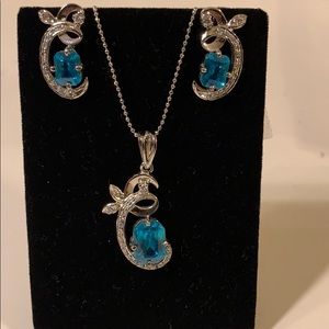 Blue stone Earring and pendent set